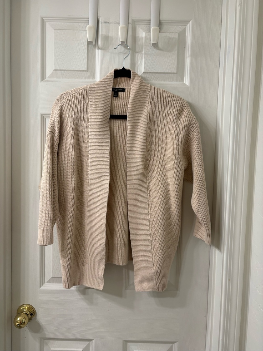 Banana Republic Open-Front Cream Knit Cardigan Sweater